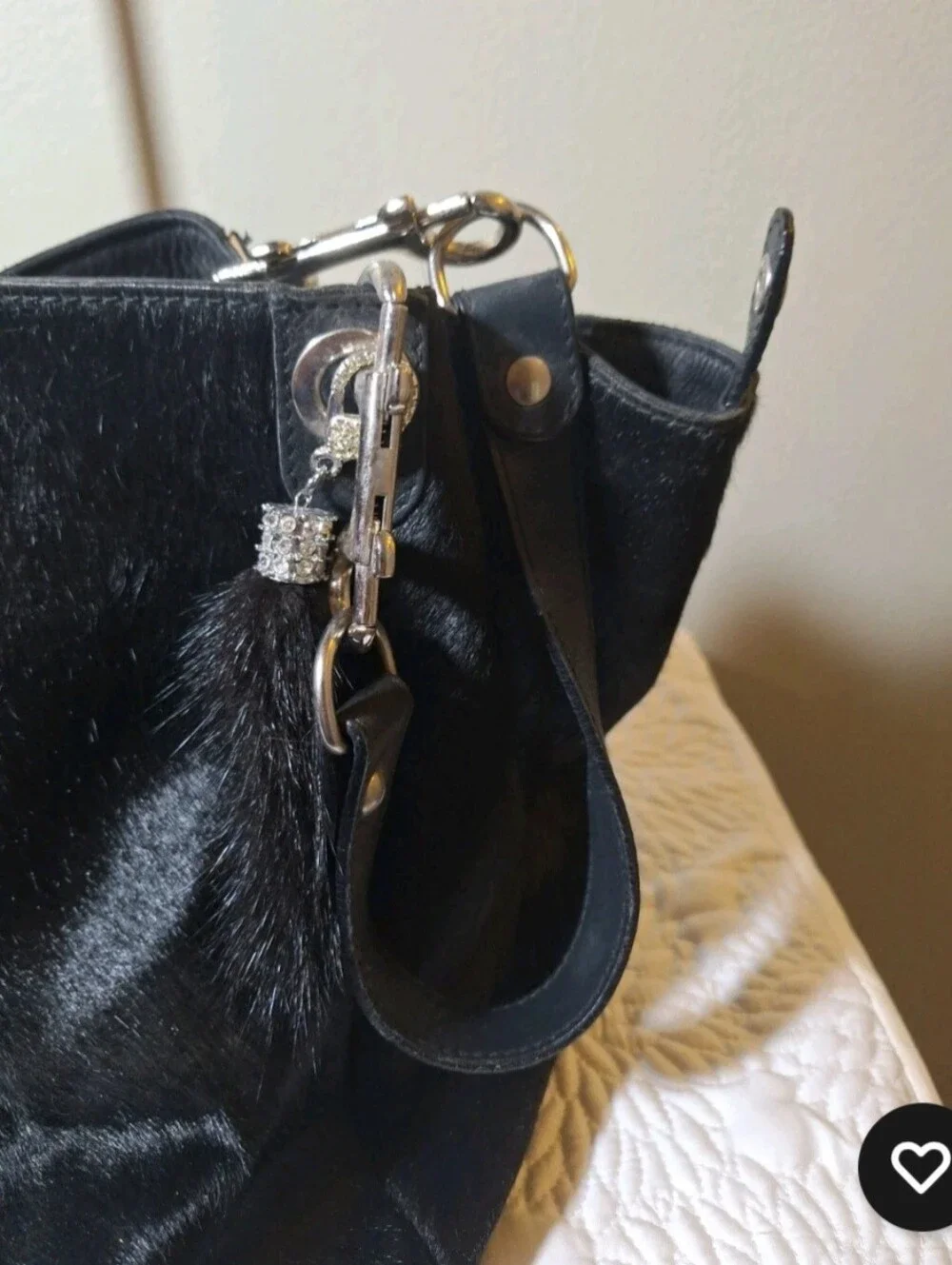 VTG. Black Pony Hair Tote Bag Made By Hinge In Italy - Picture 3 of 8